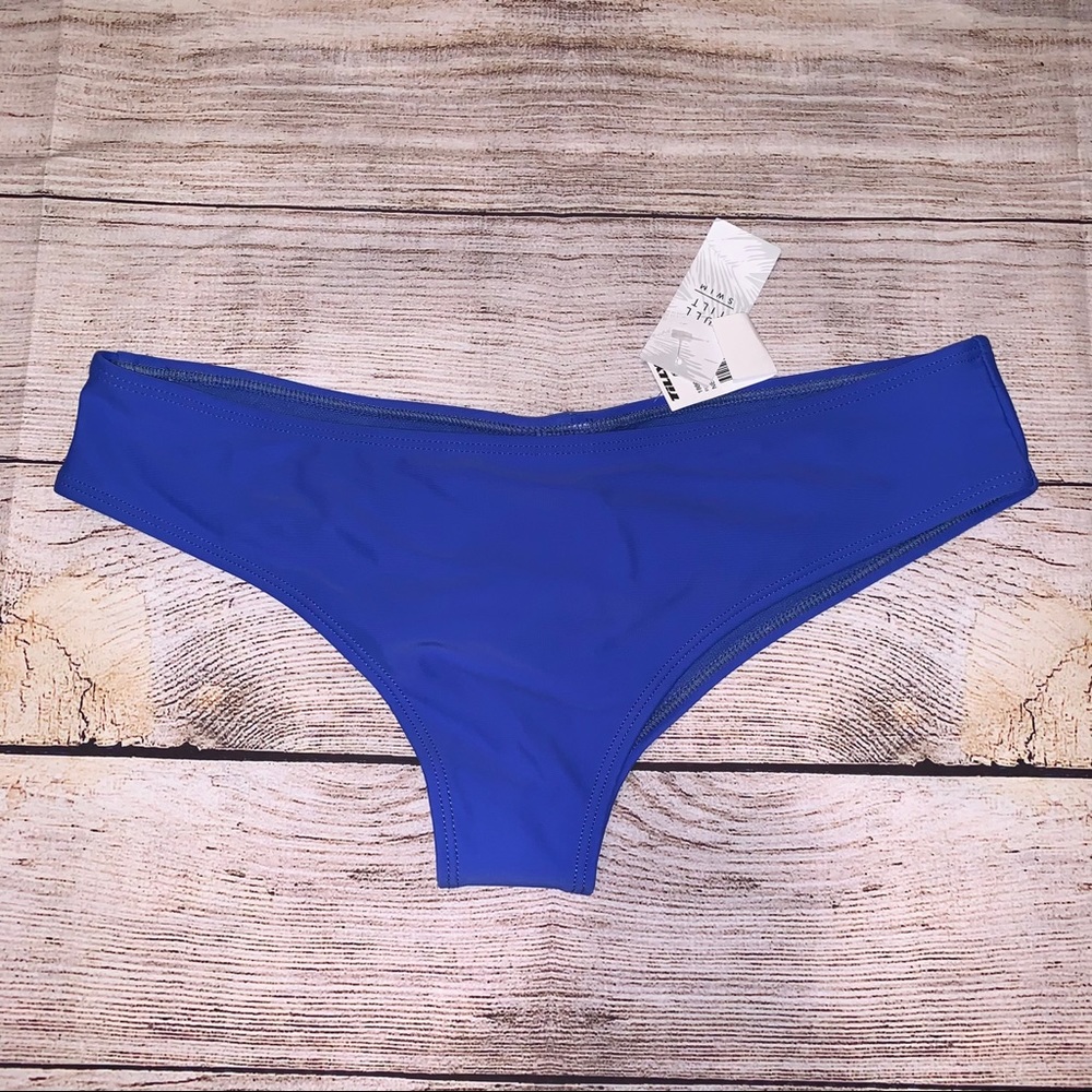 NWT Tilly’s Cheeky Bikini Bottom, Blue, Large
